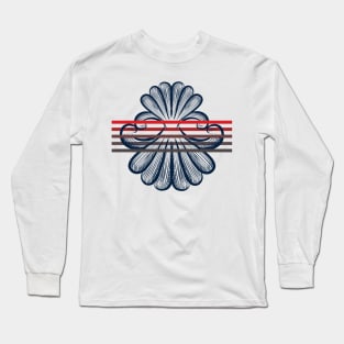 Vintage hand drawn shell red hue stripes Long Sleeve T-Shirt